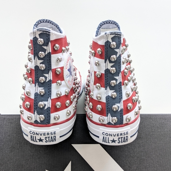 Converse CTAS Hi Red/White/Blue Studded Flag - Picture 3 of 6